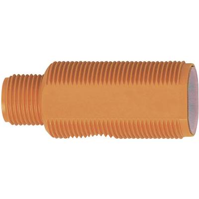 An orange, cylindrical plastic component with ribbed ends, used in industrial applications for connecting pipes.