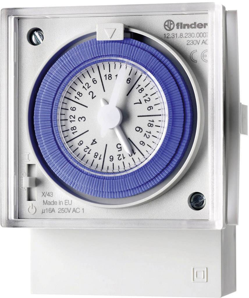 Finder Timer (front-mount) Operating voltage: 230 V AC 12.31.8.230.0007 1 change-over 16 A Week settings