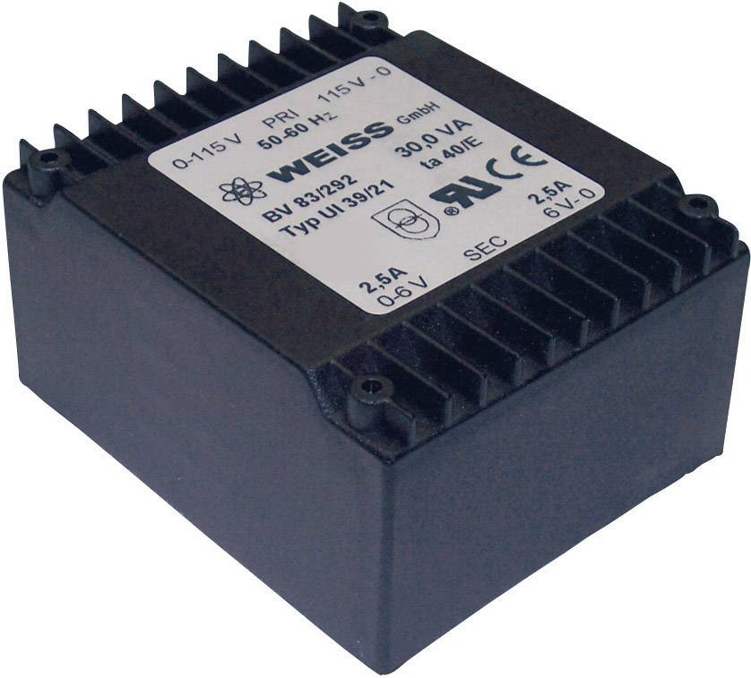 Weiss Elektrotechnik 83/296 PCB mount transformer 2 x 115 V 2 x 15 V AC 30 VA 1000 mA