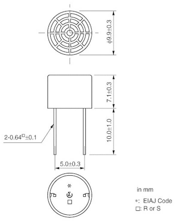 Murata MA40S4S Ultrasonic transmitter 1 pc(s) Range (max.): 5 m Max. frequency: 40 kHz (Ø x H) 9.9 mm x 7.1 mm-1