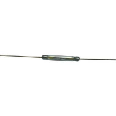 A glass tube enclosure with two wires that encloses a reed relay.