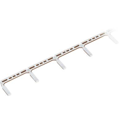 Image of a white plastic clip with five teeth, presumably for fastening or separating cables.