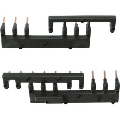'Two black plastic components with multiple copper pins used as electrical connectors.'