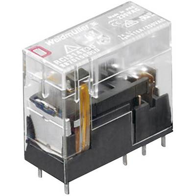 A transparent relay with metal contacts and a black base. It is designed for electrical switching operations.