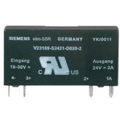 'Siemens Semiconductor Relay, Model: V23109-S2421-D020-2, Input: 16-30V, Output: 24V = 2A, Pins for Electrical Connection.'