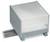Grey plastic enclosure on a metal rail, suitable for mounting electronic components in control cabinets.