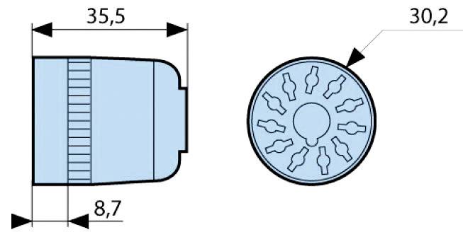 Crouzet 25622076 Relay socket Compatible with series: Crouzet TIMER series Crouzet TIMER 814, Crouzet TIMER 815, Crouzet TIMER TMR48U, Crouzet TIMER TMR48L (Ø