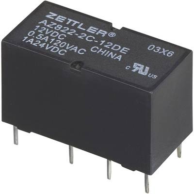 Zettler Electronics AZ822-2C-12DE PCB relay 12 V DC 2 A 2 change-overs 1 pc(s) 