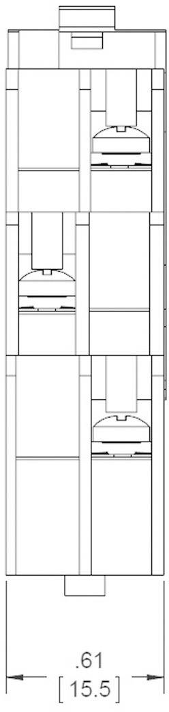 Architectural plan view of a rectangular room with four circular elements, indicated as seats, arranged symmetrically. Scale: 15.5 cm.