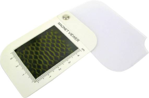 A rectangular magnetic field viewer with a grid that makes magnetic fields visible. It is used for examining magnets.