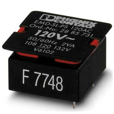 A black electronic component from Phoenix Contact with the marking '120V~ 50/60Hz 2VA'.