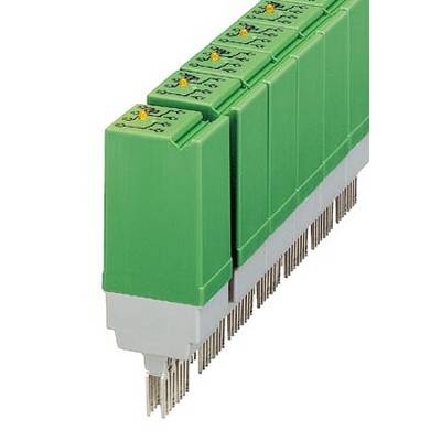 Several green electronic modules with plug connections on the underside are arranged in a row. They are suitable for industrial applications.