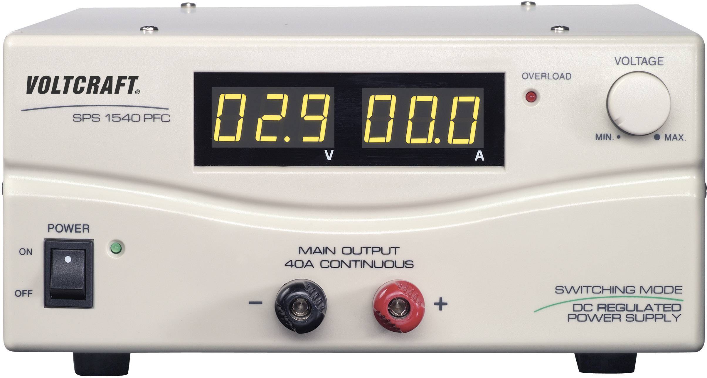 A laboratory power supply shows '0.29 V' and '0.00 A' on the digital display. Buttons for voltage adjustment and connections are visible.