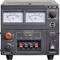 Power supply unit with voltage and ammeter. Displays voltage and current measurement. Switch for voltage adjustment and current limit.