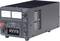 Electronic power supply unit with a black, rectangular housing, two analogue displays for voltage and current, switches, and connections.