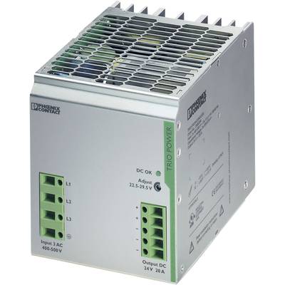   Phoenix Contact  TRIO-PS/3AC/24DC/20  Rail mounted PSU (DIN)    24 V DC  20 A  480 W  No. of outputs:1 x    Content 1 