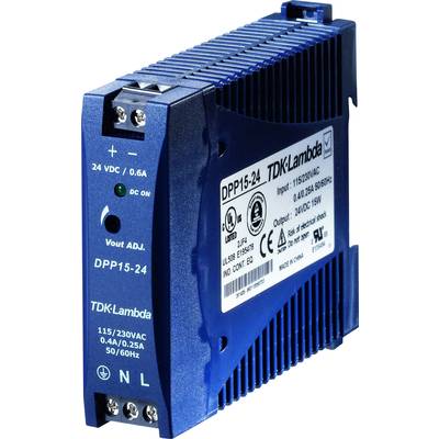   TDK-Lambda  DPP15-24  Rail mounted PSU (DIN)    24 V DC  0.63 A  15 W  No. of outputs:1 x    Content 1 pc(s)