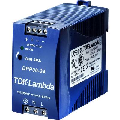 A blue TDK-Lambda switched mode power supply module with model number DPP30-24, output: 24 VDC/1.3 A. Suitable for 115/230 VAC.
