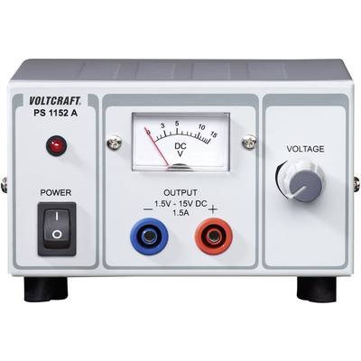 Bench PSU (adjustable voltage) VOLTCRAFT PS-1152 A 1.5 - 15 V DC 1.5 - 1 A 22.5 W   No. of outputs 1 x Calibrated to (IS