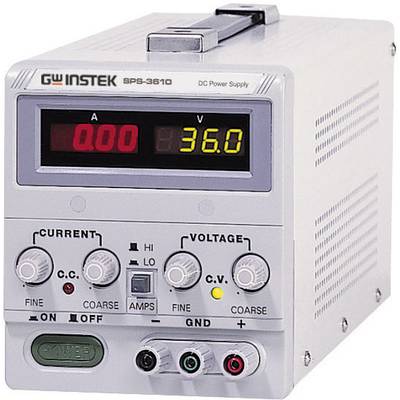 GW Instek SPS-3610 Bench PSU (adjustable voltage) 0 – 36 V DC 0 – 10 A 360 W Remote No. of outputs 1 x