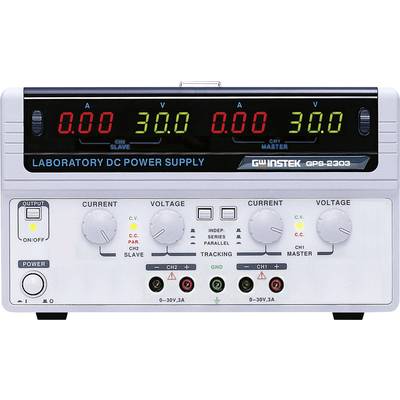 GW Instek GPS-2303 Bench PSU (adjustable voltage) Calibrated to (ISO standards) 0 - 30 V DC 0 - 3 A 180 W   No. of outpu