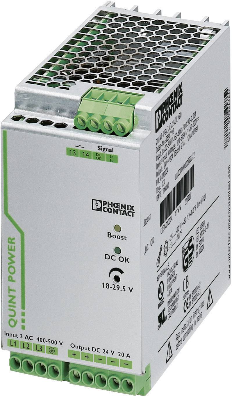 Phoenix Contact QUINT-PS/3AC/24DC/20 Rail mounted PSU (DIN) 24 V DC 20 A 480 W 1 x