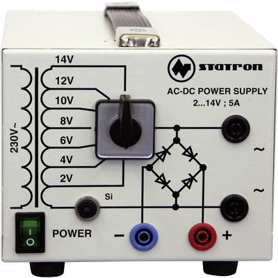 Statron 5359.3 Bench PSU (adjustable voltage) Calibrated to (ISO standards) 2 - 14 V AC 5 A 75 W   No. of outputs 2 x