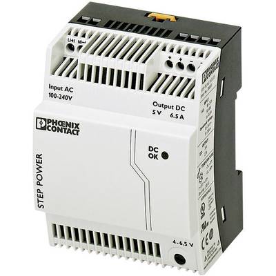   Phoenix Contact  STEP-PS/1AC/5DC/6.5  Rail mounted PSU (DIN)    5 V DC  6.5 A  32.5 W  No. of outputs:1 x    Content 1