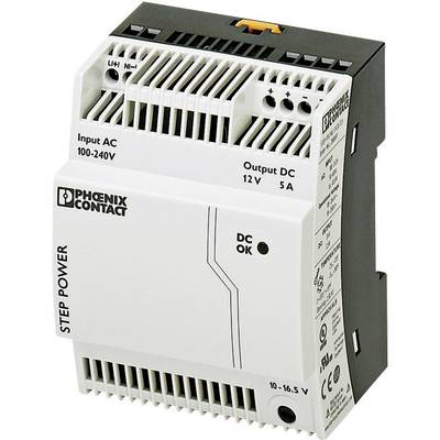   Phoenix Contact  STEP-PS/1AC/12DC/5  Rail mounted PSU (DIN)    12 V DC  5 A  60 W  No. of outputs:1 x    Content 1 pc(
