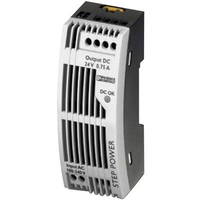   Phoenix Contact  STEP-PS/1AC/24DC/0.75/FL  Rail mounted PSU (DIN)    24 V DC  0.83 A  18 W  No. of outputs:1 x    Cont