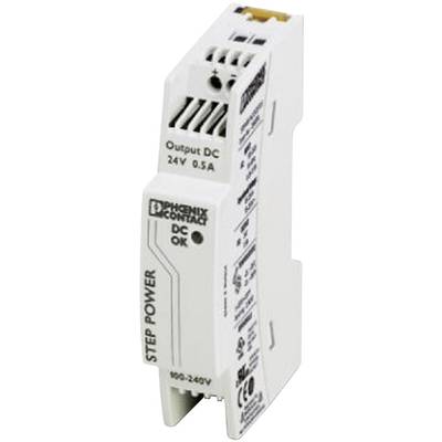   Phoenix Contact  STEP-PS/1AC/24DC/0.5  Rail mounted PSU (DIN)    24 V DC  0.55 A  18 W  No. of outputs:1 x    Content 