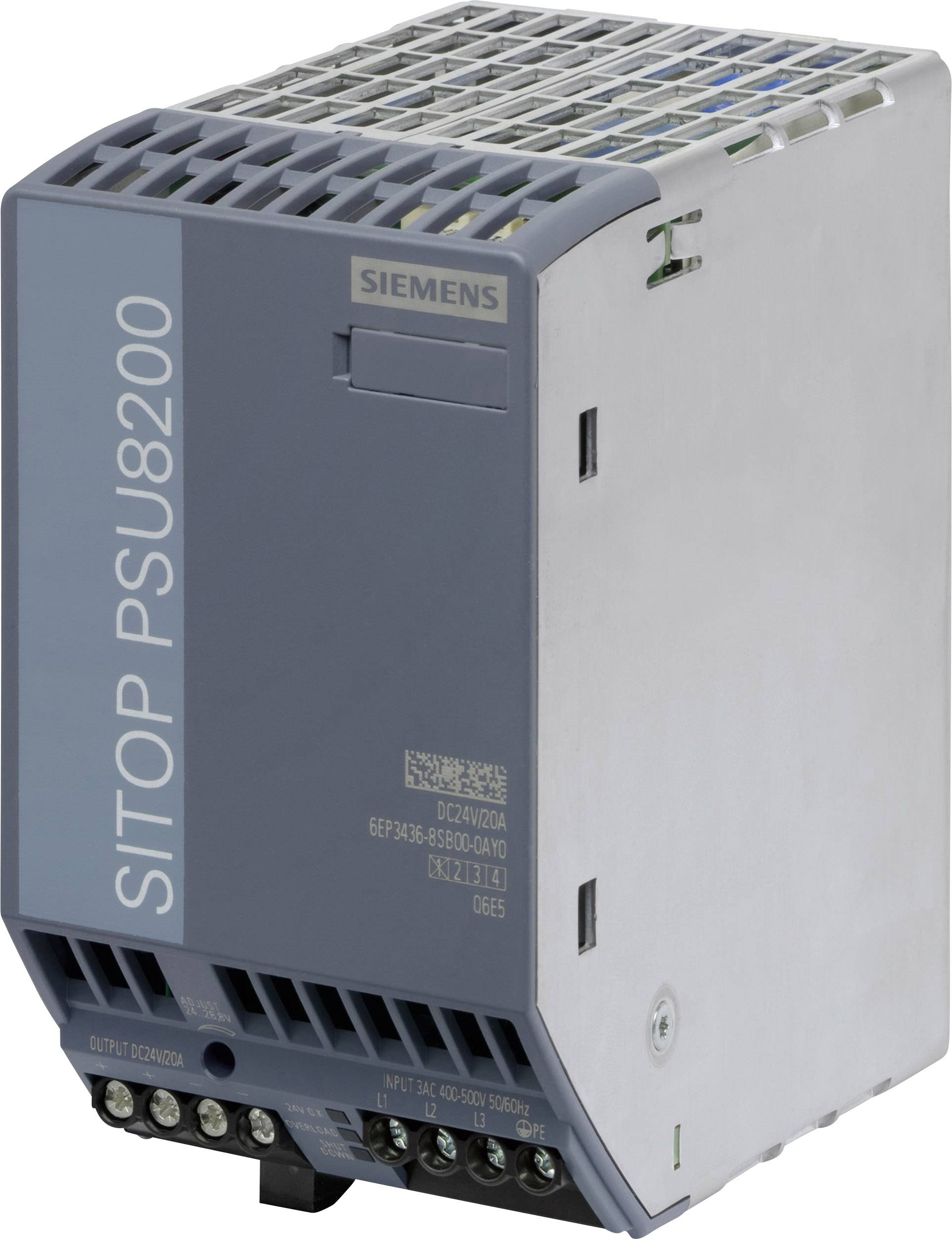 Siemens SITOP PSU8200 24 V/20 A Rail mounted PSU (DIN) 24 V DC 20 A 480 W No. of outputs:1 x Content 1 pc(s)