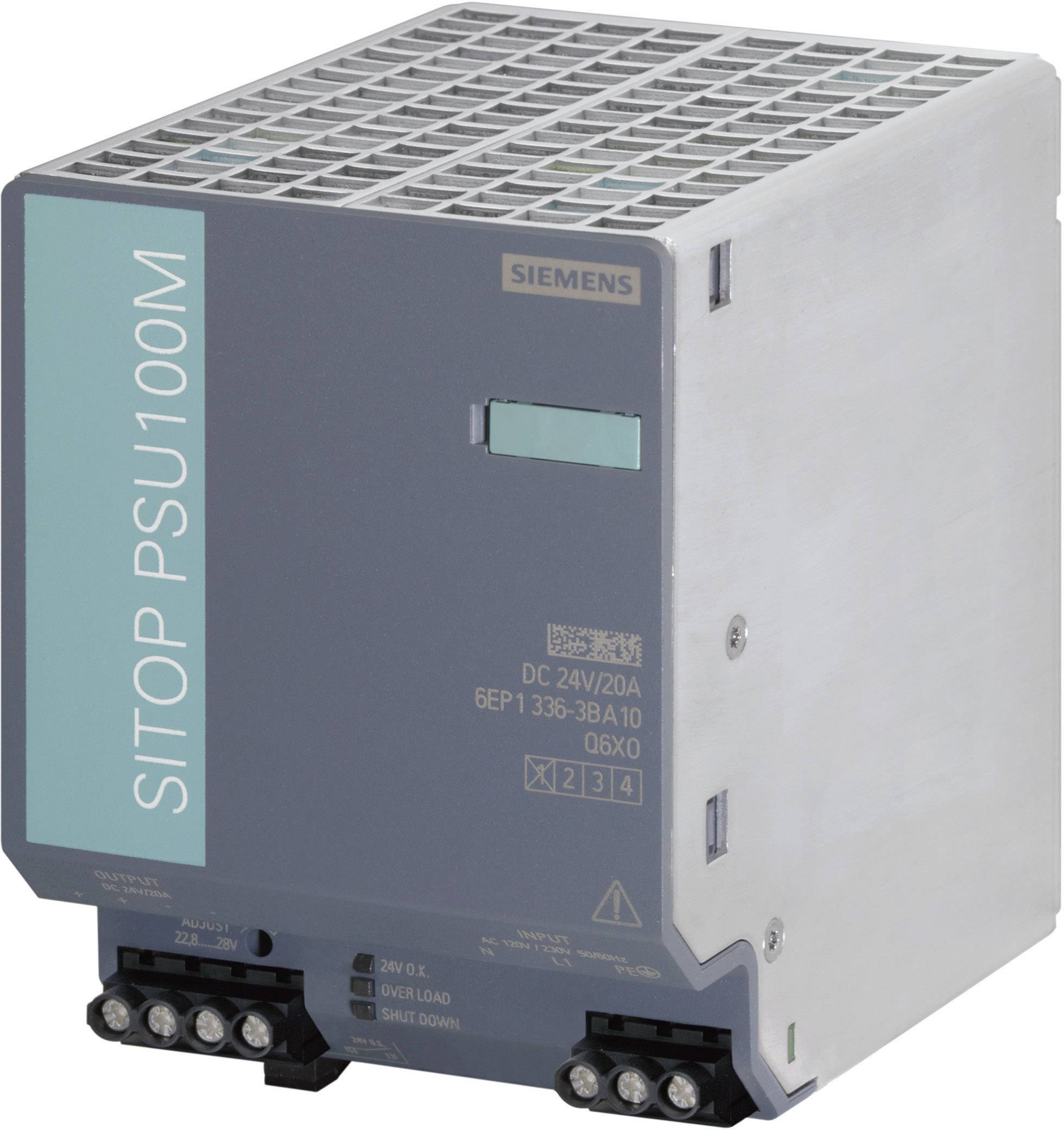 Siemens SITOP PSU100M 24V/20A Rail mounted PSU (DIN) 24 V DC 20 A 480 W 1 x