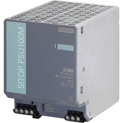   Siemens  SITOP PSU100M 24V/20A  Rail mounted PSU (DIN)    24 V DC  20 A  480 W  No. of outputs:1 x    Content 1 pc(s)