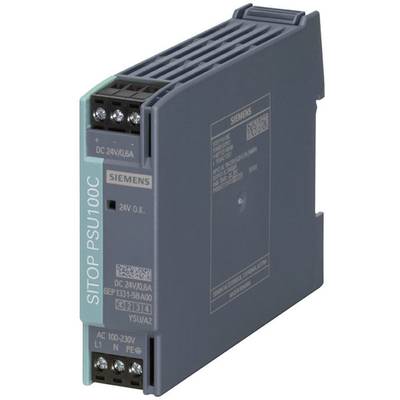   Siemens  SITOP PSU100C 24 V/0,6 A  Rail mounted PSU (DIN)    24 V DC  0.6 A  14 W  No. of outputs:1 x    Content 1 pc(