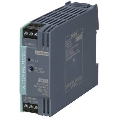 Siemens SITOP PSU100C Power Supply Unit, Compact Design, Input: 100-230V AC, Output: 24V DC, 1.3A, Industrial Power Supply.