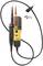 Voltage tester with two probes and cable. Yellow and black casing. Displays voltage scales. Accessories visible.
