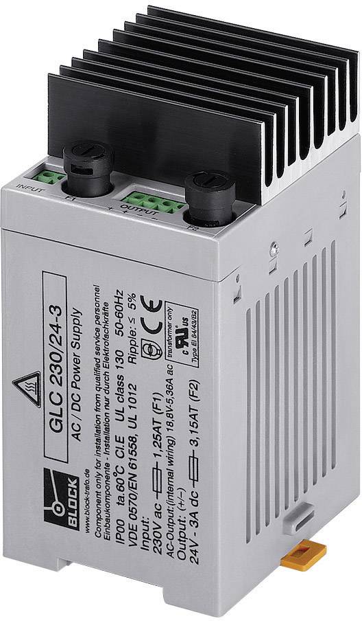 Block GLC 230/24-3 Unregulated DC power supply 24 V DC 3 A 72 W 1 x