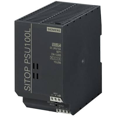   Siemens  SITOP PSU100L 24 V/10 A  Rail mounted PSU (DIN)    24 V DC  10 A  240 W  No. of outputs:1 x    Content 1 pc(s
