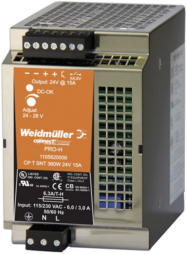 SMPSU Weidmueller CP T SNT 360W 24V 15A 28 V DC 15 A 360 W 1 x