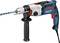 Blue and black electric hand drill by Bosch with rotating drill bit and black handle. Model GSB 21-2 RCT.