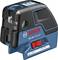 Bosch GCL 25 Professional Laser Level, black-blue. Shows laser lines for precise alignment. On/off switch located at the front.