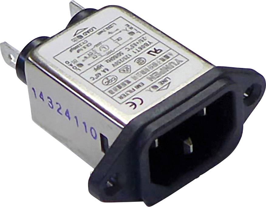 Yunpen YB06T1 Line filter + IEC socket 250 V AC 6 A 0.7 mH (L x W x H) 57 x 25.25 x 52.3 mm 1 pc(s)-1