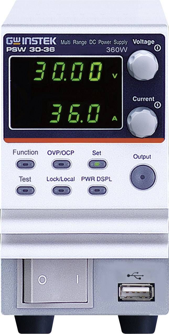 GW Instek PSW30-36 Bench PSU (adjustable voltage) 0 – 30 V DC 0 – 36 A 360 W No. of outputs 1 x
