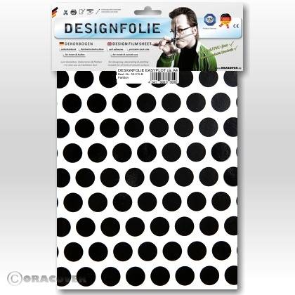 Design film with black dots on a white background, suitable for decorating and crafting. Packaging shows quality and application information.