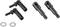 'Two black set screws with side screws and two washers on a white background.'