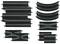 'Black Carrera race track pieces in various shapes: straight sections, curves and junctions, for constructing a racing circuit.'<br><br>Note: I've translated this text maintaining the original meaning while using natural British English phrasing.