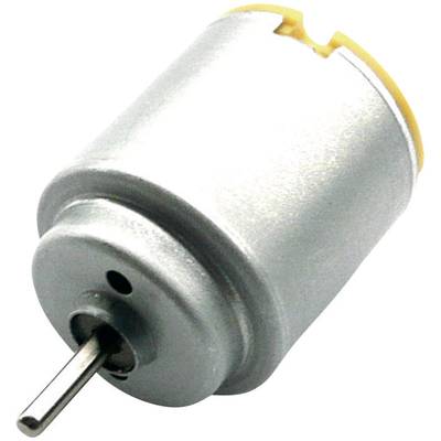 A small direct current electric motor with a metal casing and protruding shaft, used for simple mechanical applications.