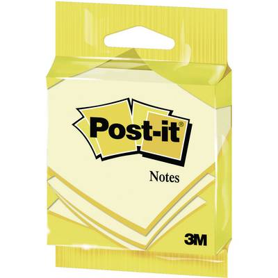 Yellow packaging with 'Post-it Notes' text and 3M logo. Contains yellow-coloured sticky notes.