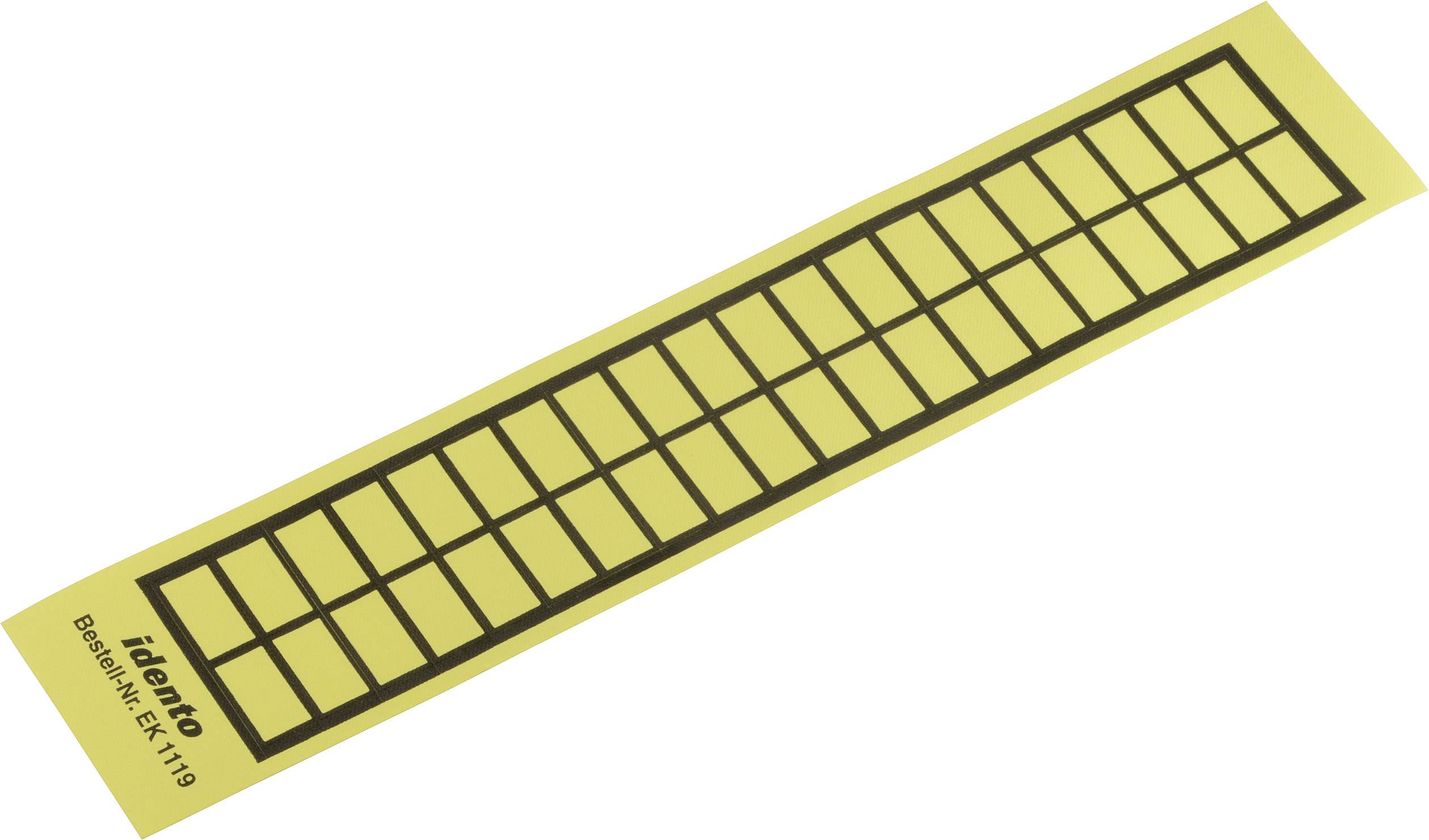 Yellow strip with 40 small black rectangles in rows. Labelled bottom left with 'idealco' and 'Floor marking KT-1113'.